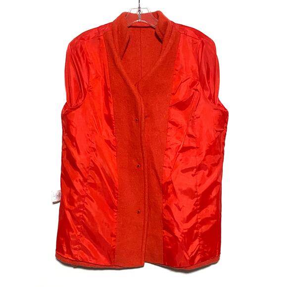 Lands End Jacket Orange Boiled Wool Rayon Blend Three Button Womens 14 Lined - Picture 9 of 9